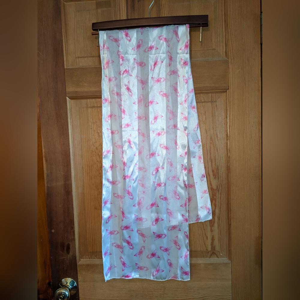 Breast cancer ribbon silky scarf